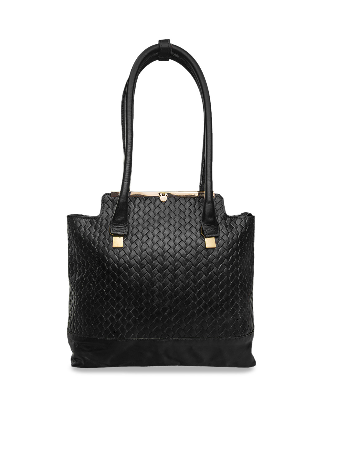 Buy Hidesign Black Textured Leather Shoulder Bag Handbags for Women