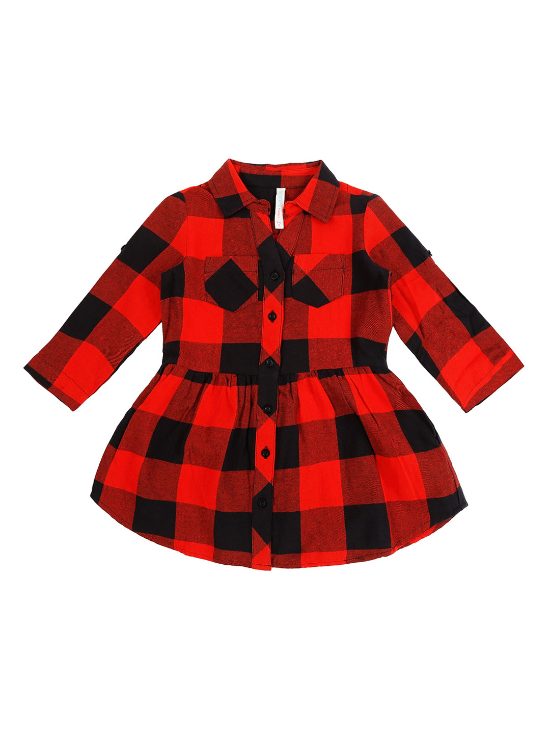 Girls Cotton Red Checks Top