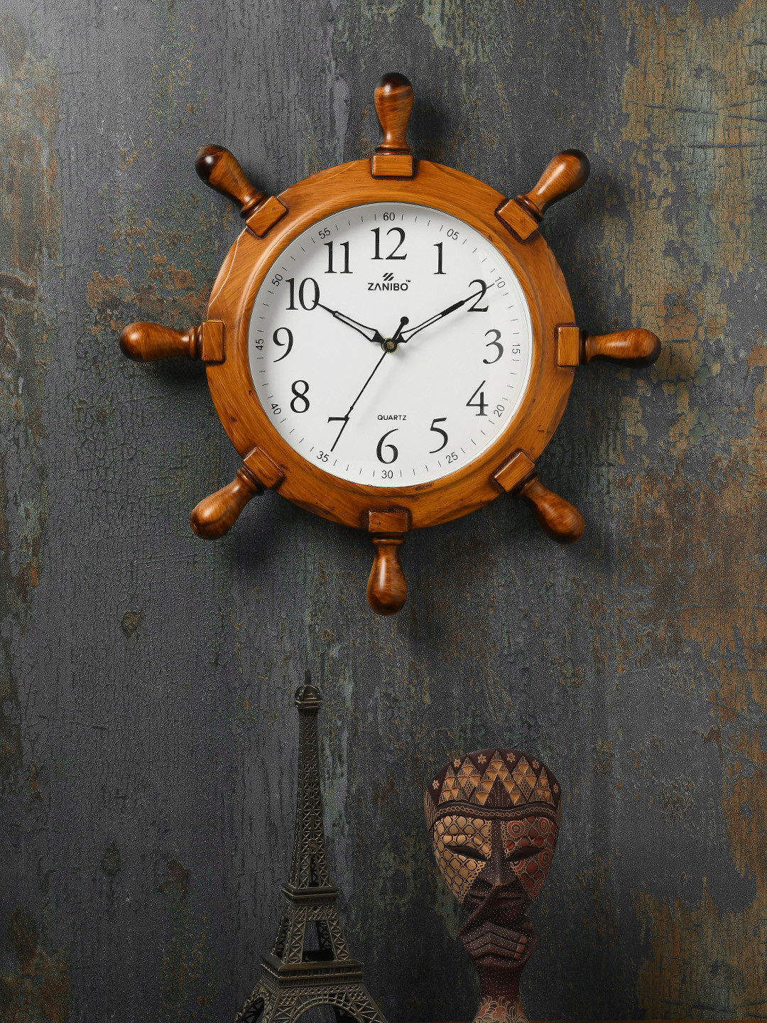 Buy ZANIBO White Quirky Solid 38.5 Cm Analogue Wall Clock Clocks for