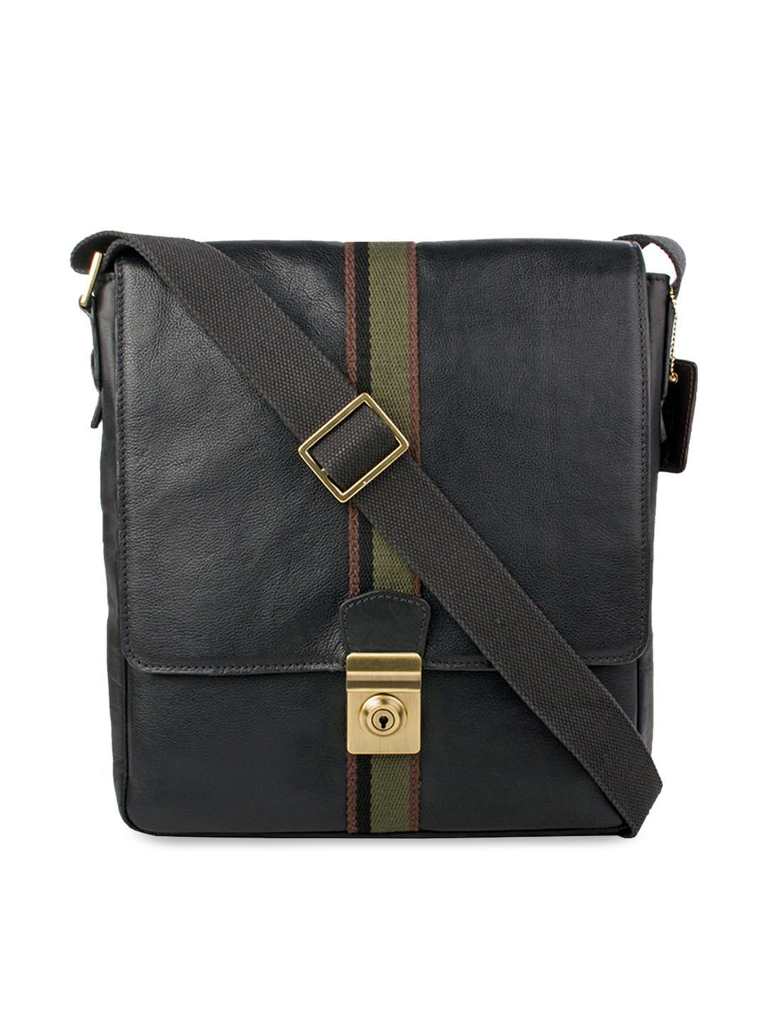 Buy Hidesign Men Black Solid Leather Messenger Bag Messenger Bag for