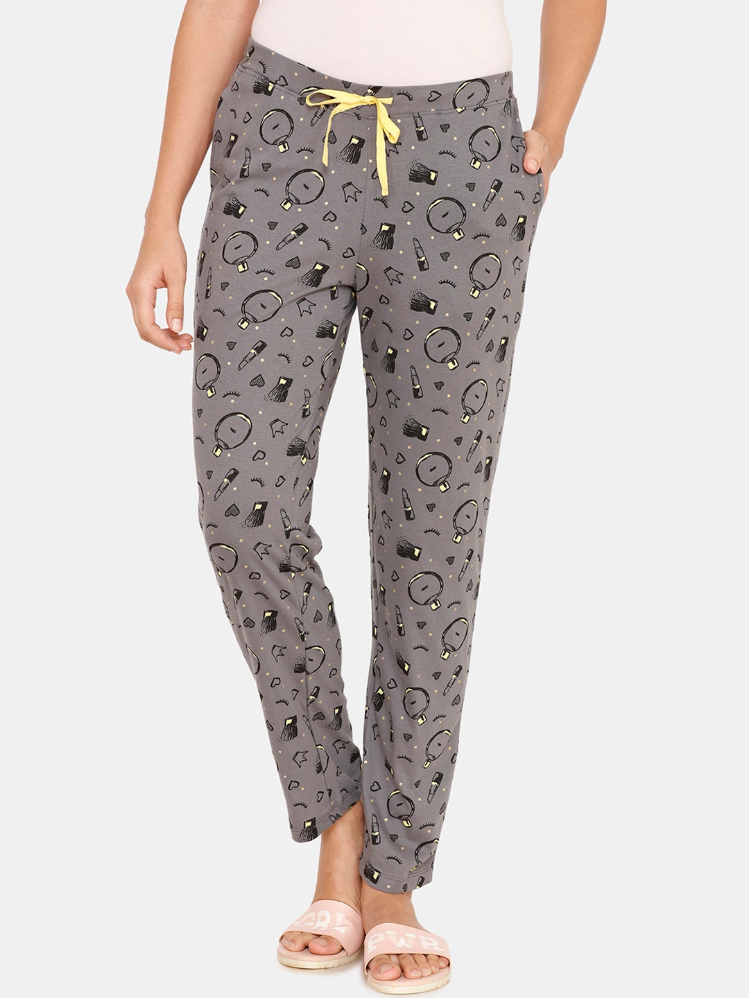 Buy Zivame Women Grey & Black Printed Pure Polyester Pyjama - Pyjamas ...