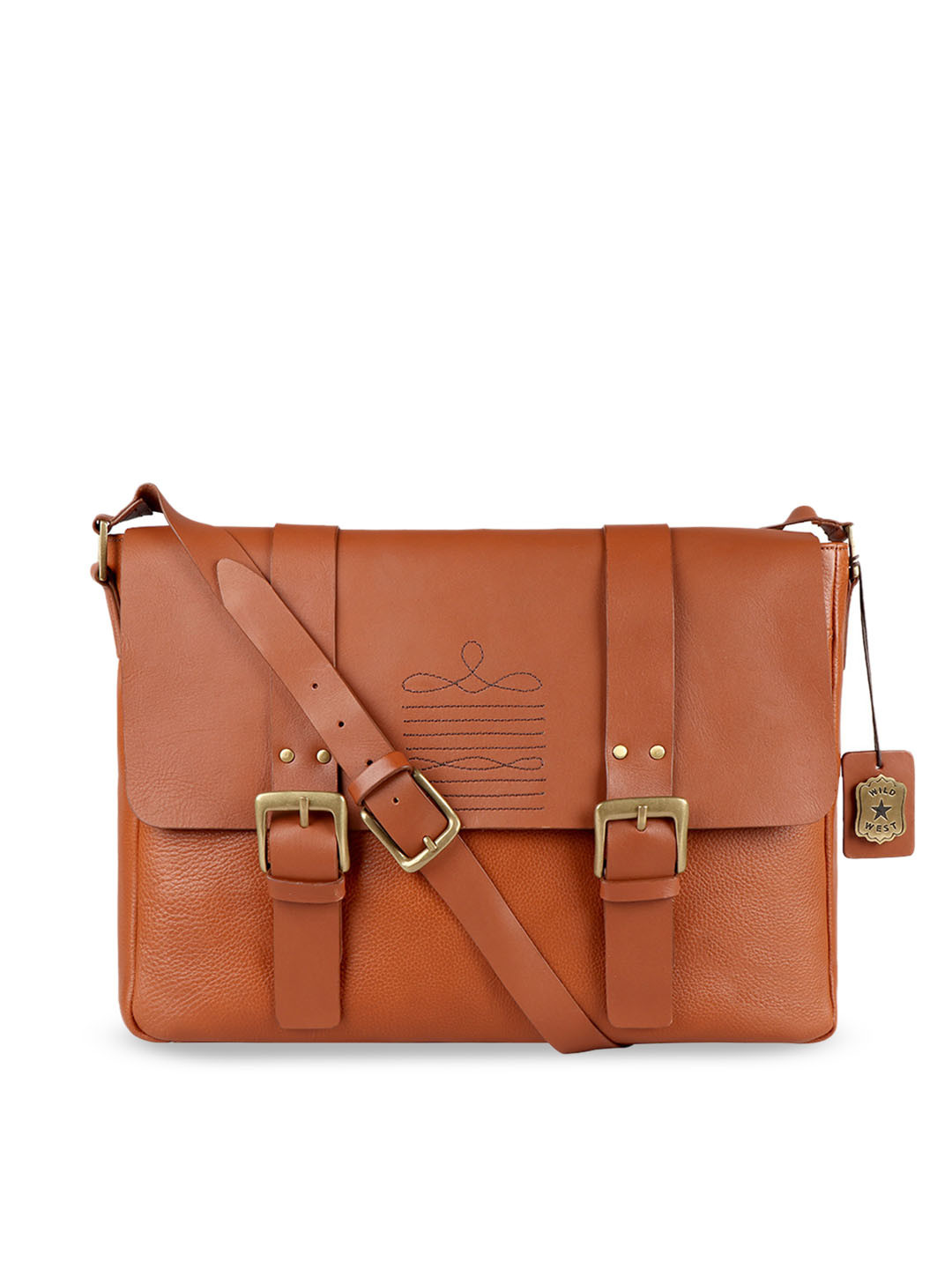 Buy Hidesign Men Tan Brown Solid Leather Messenger Bag Messenger Bag