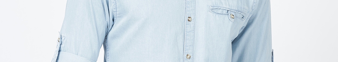 Buy Llak Jeans Men Blue Slim Fit Solid Denim Casual Shirt - Shirts for ...