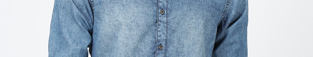 Buy Llak Jeans Men Blue Slim Fit Faded Casual Denim Shirt - Shirts for ...