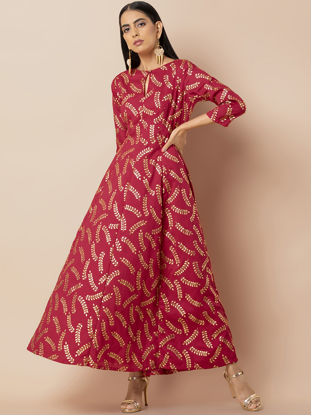 foil print maxi tunic