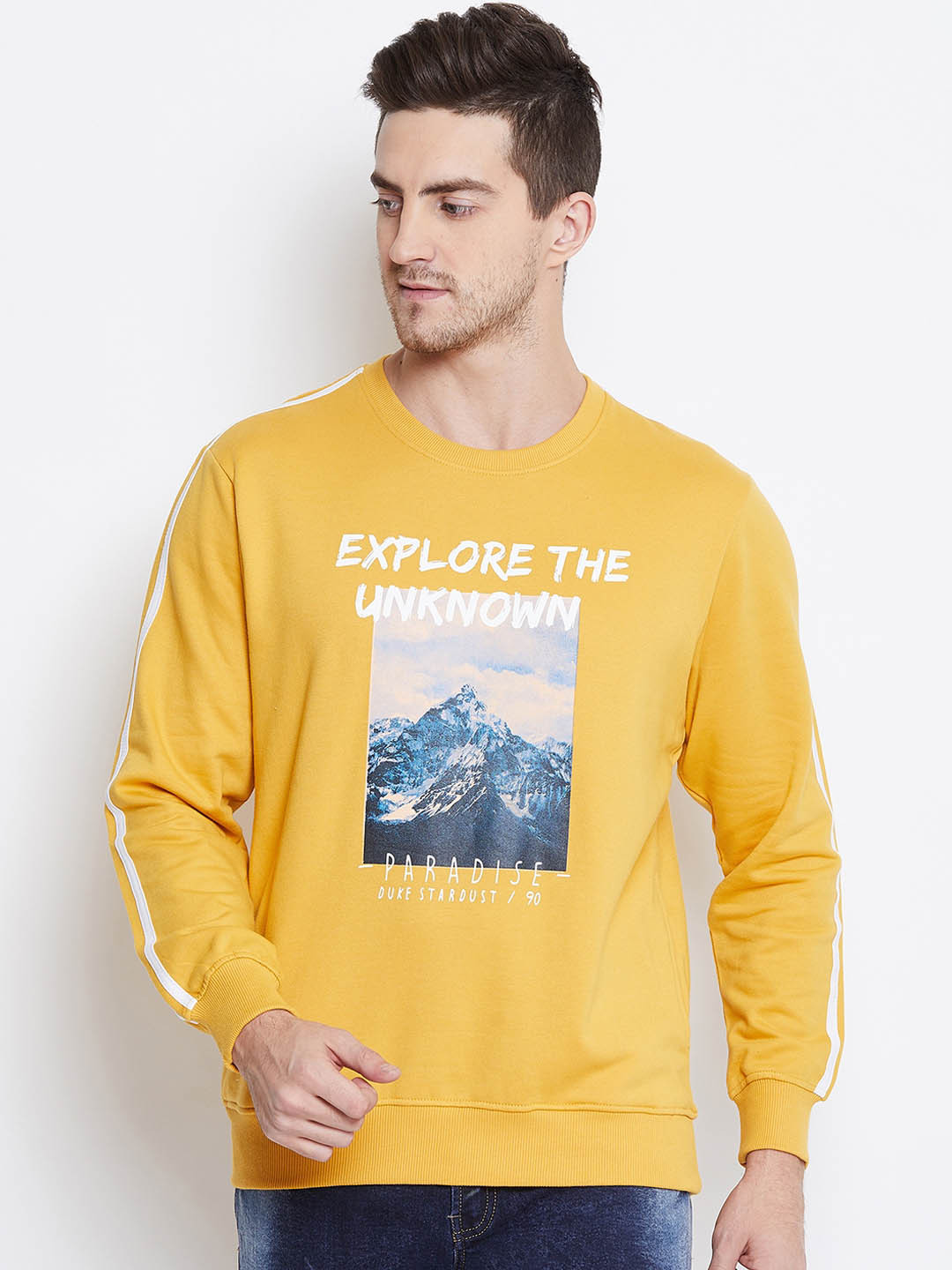 White and yellow sweatshirt clearance