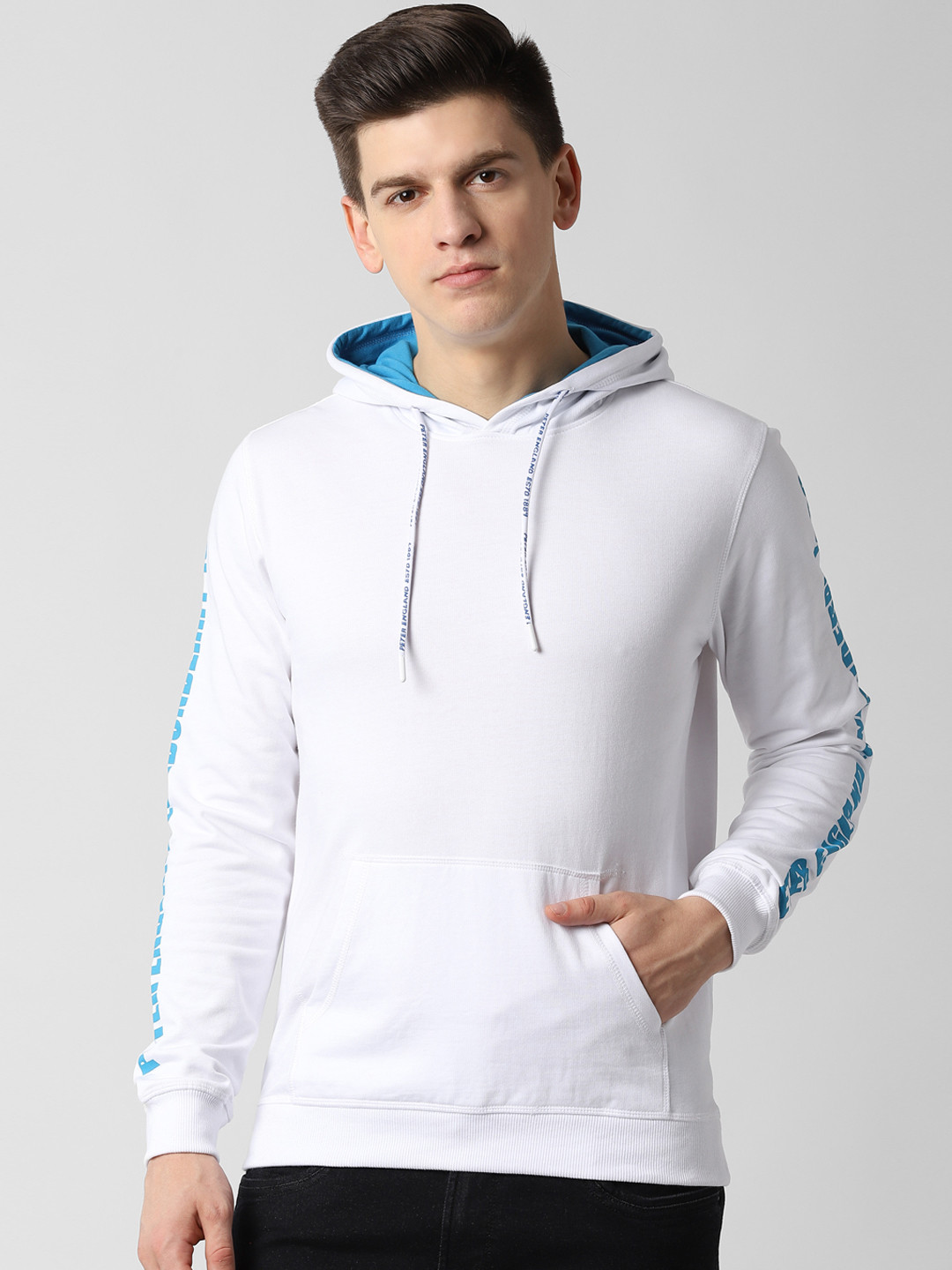 Buy Peter England Casuals Men White Solid Hooded Pullover Sweatshirt