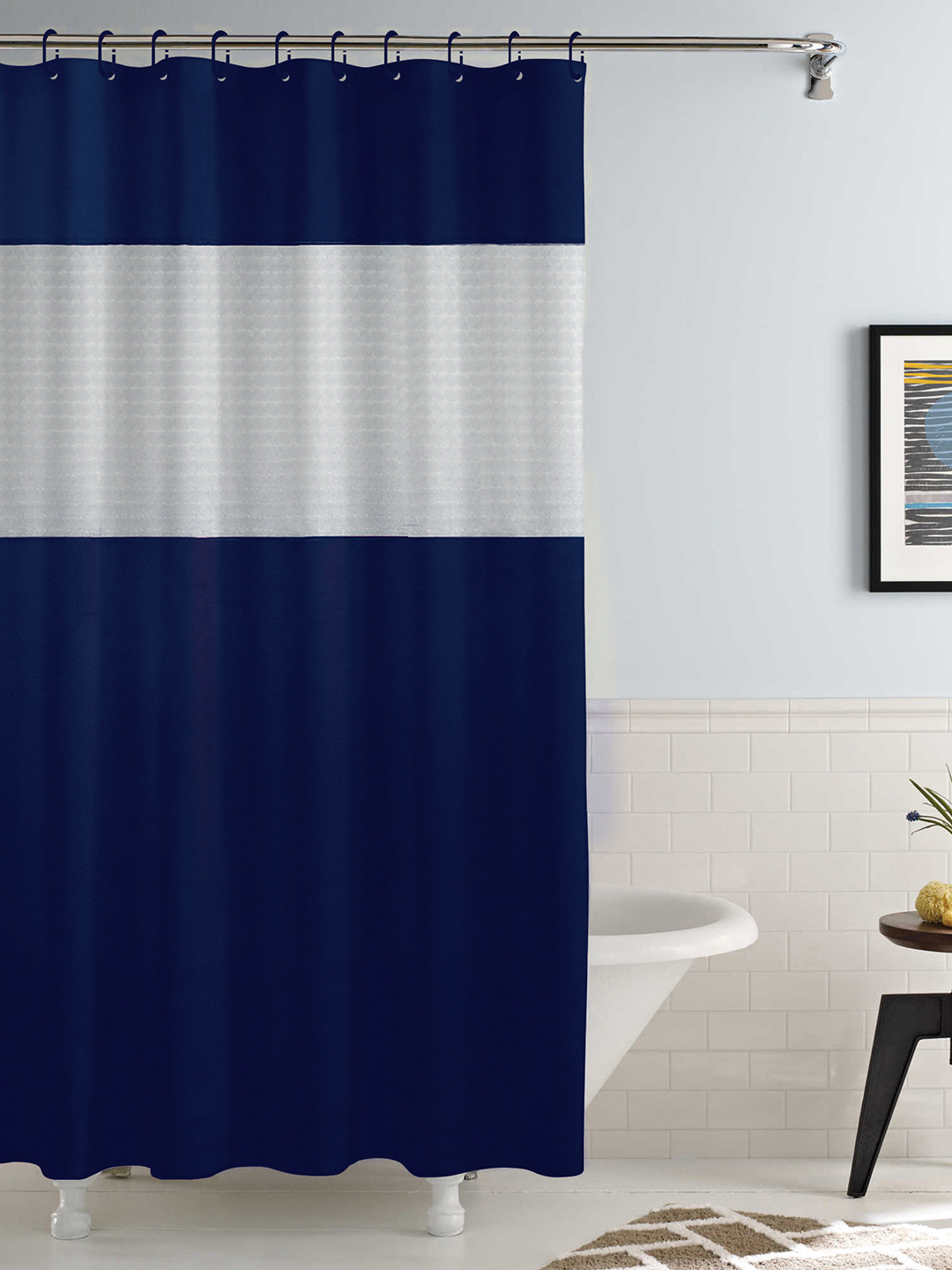 Buy Storyhome Navy Blue & White PVC Waterproof Water Repellent