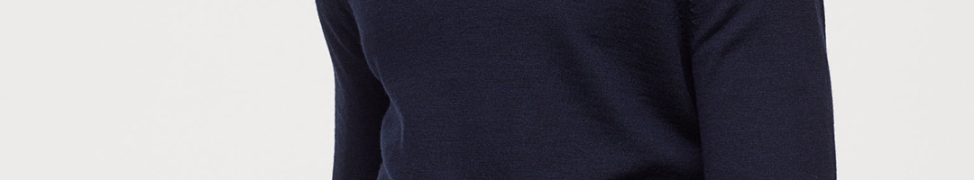 Buy H&M Men Navy Blue Merino Wool Polo Neck Jumper - Sweaters for Men ...