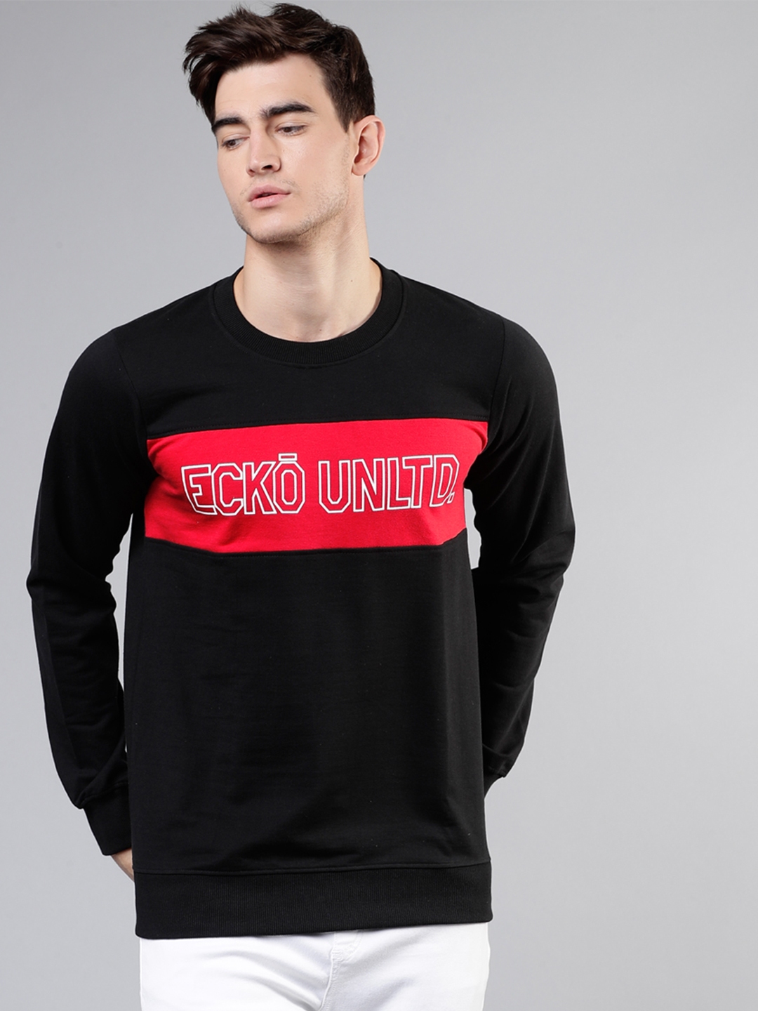 Buy Ecko Unltd Men Black & Red Solid Sweatshirt - Sweatshirts for Men ...