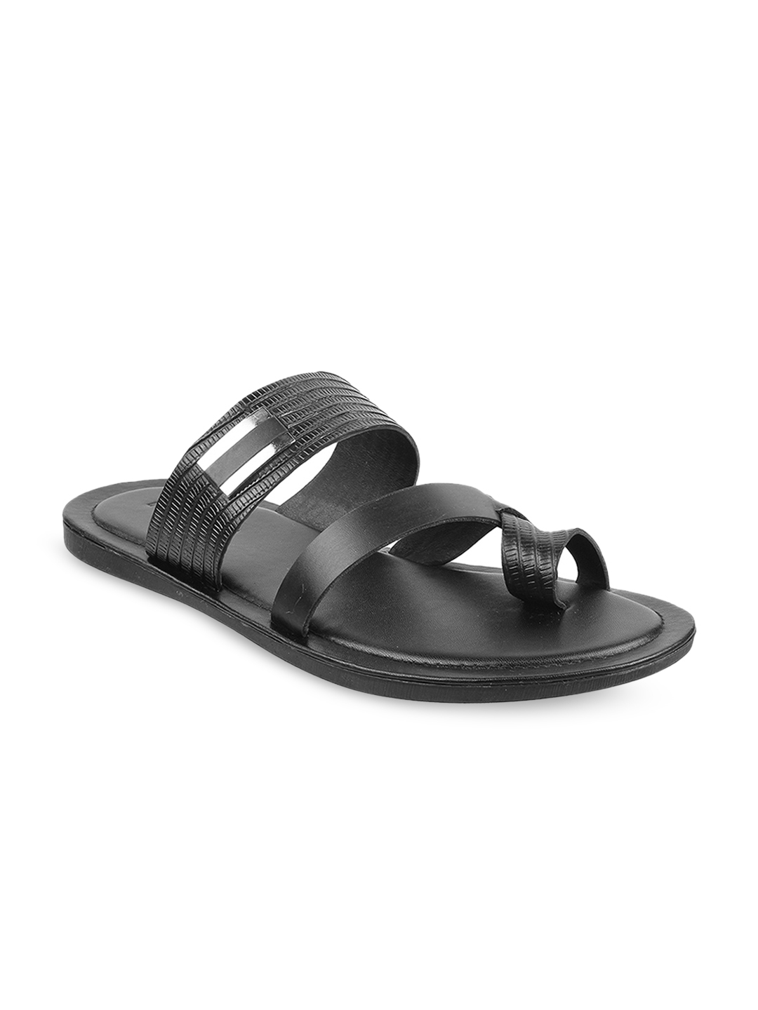 Buy Mochi Men Black Leather Sandals - Sandals for Men 11020556 | Myntra
