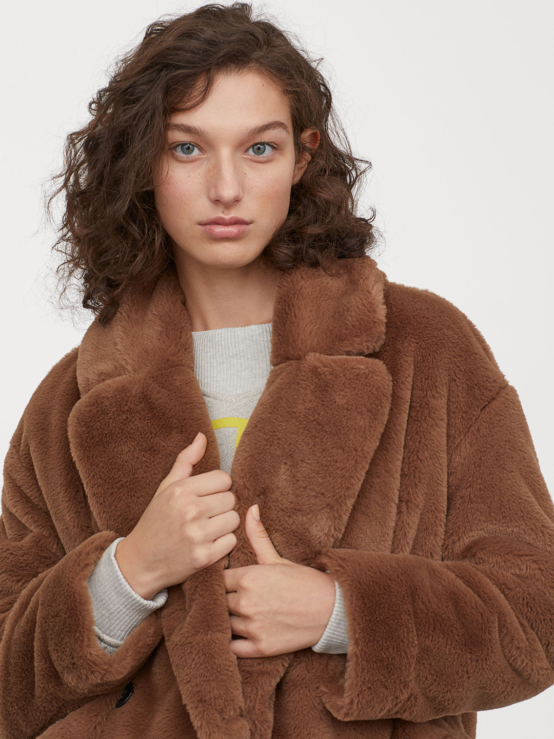 Buy H&M Brown Faux Fur Jacket Jackets for Women 11027256 Myntra