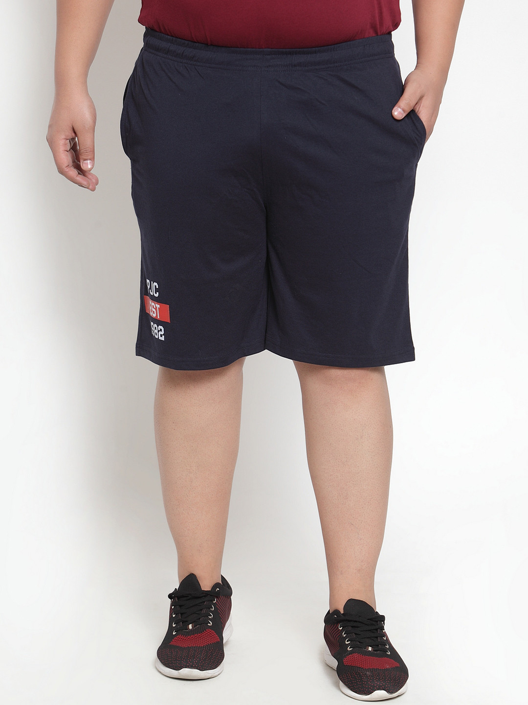 Buy PlusS Men Navy Blue Solid Regular Fit Regular Shorts Shorts for