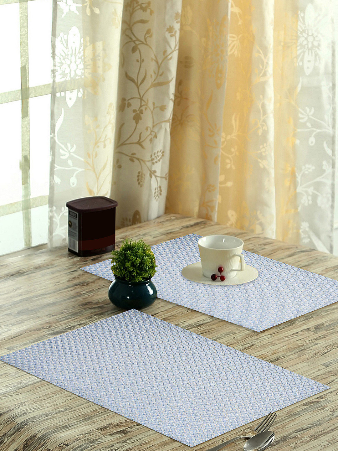 Buy OBSESSIONS Set Of 6 Blue & Grey Vinyl Maze Dining Table Mat Table