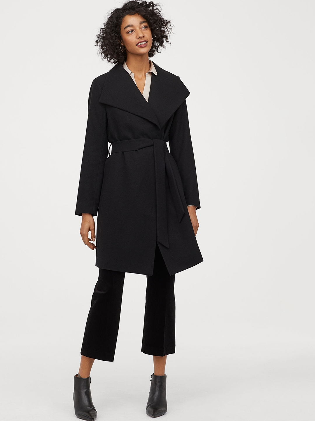 h and m black coat