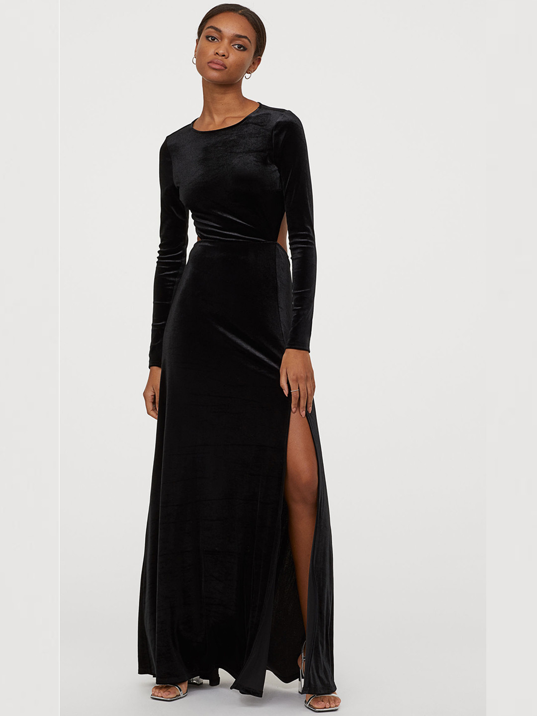 Buy H&M Women Black Long Velour Dress Dresses for Women 11026988 Myntra