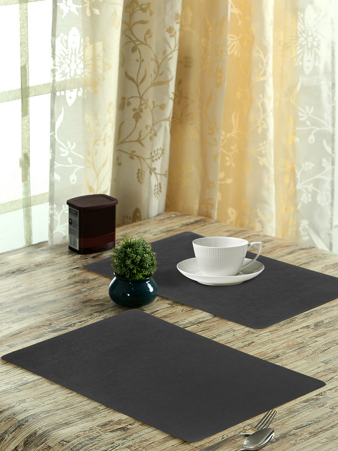 Buy OBSESSIONS Set Of 6 Black Textured Luca Dining Table Mat Table