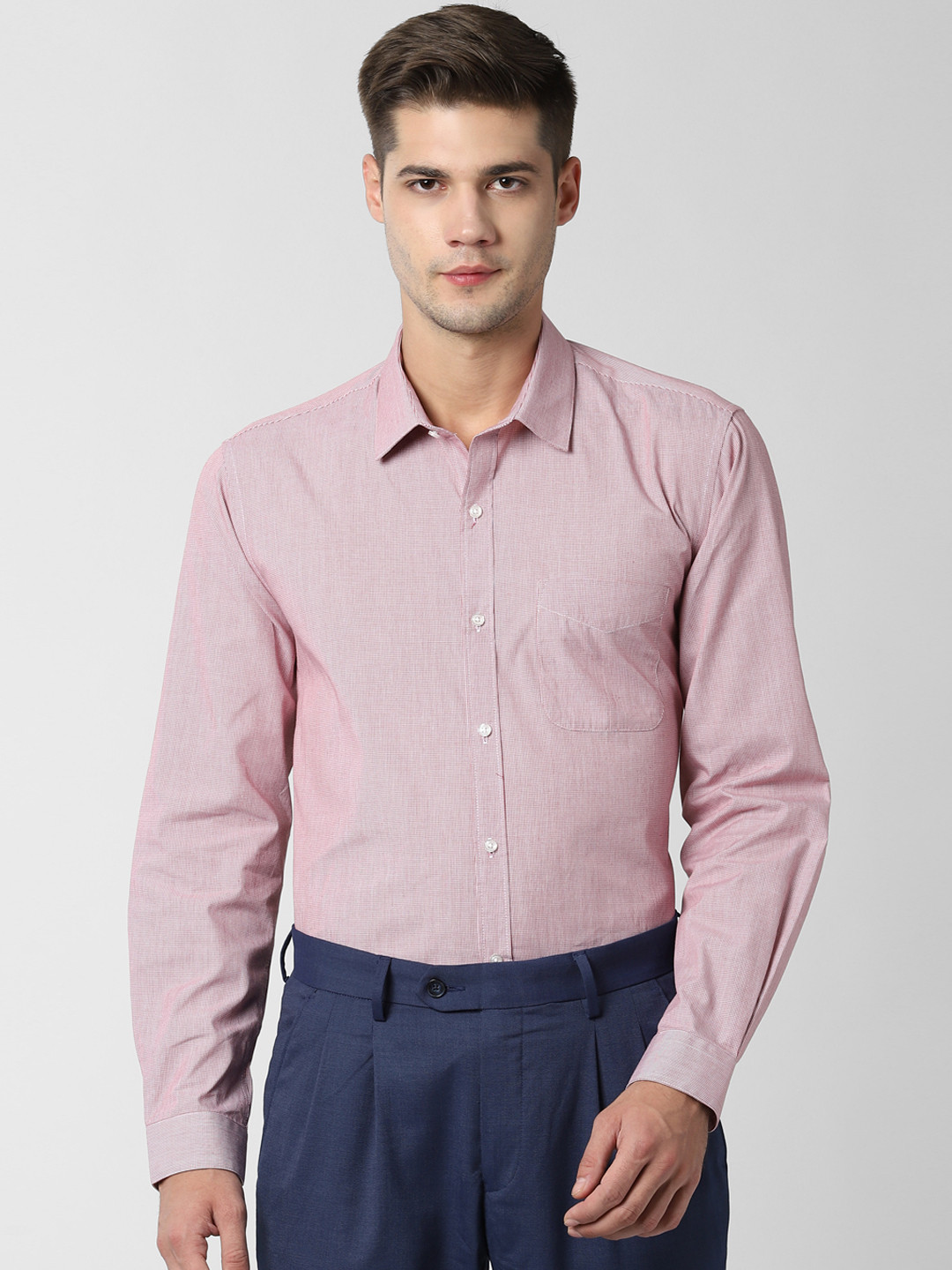 Buy Peter England Men Maroon & White Regular Fit Self Design Formal Shirt Shirts for Men