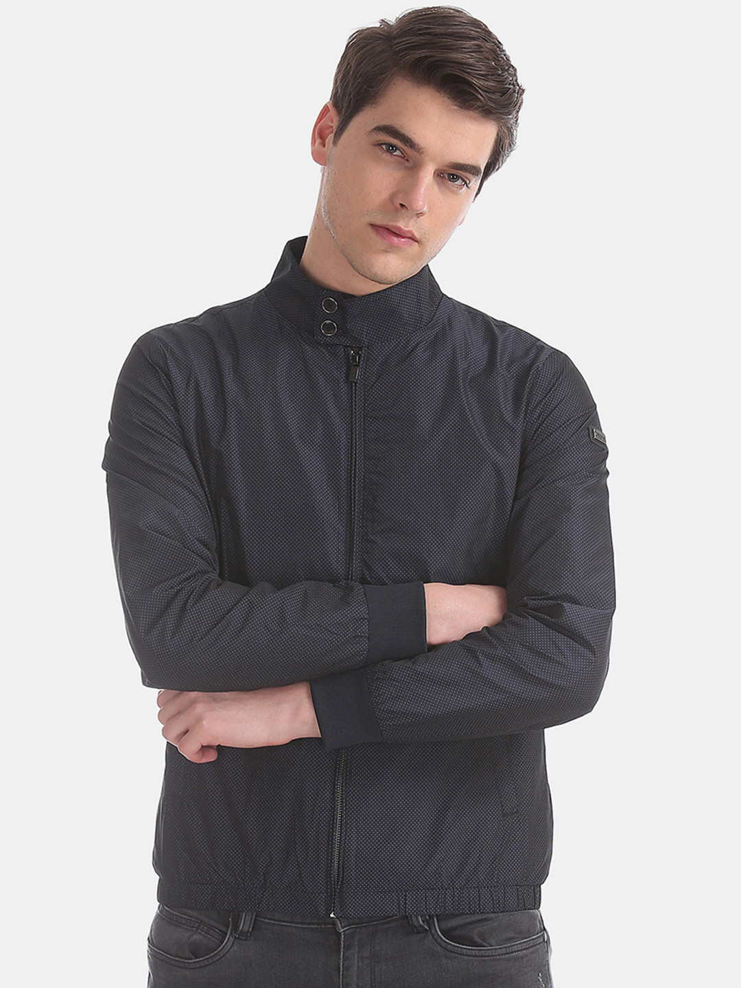Buy Arrow Sport Men Navy Blue Solid Bomber Jacket - Jackets for Men 11054084 | Myntra