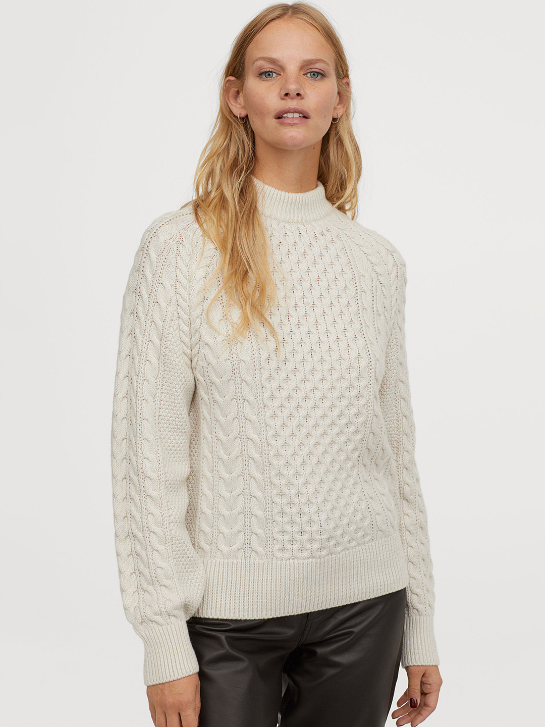 Buy H&M Women White Self Design Cable Knit Jumper Sweaters for Women