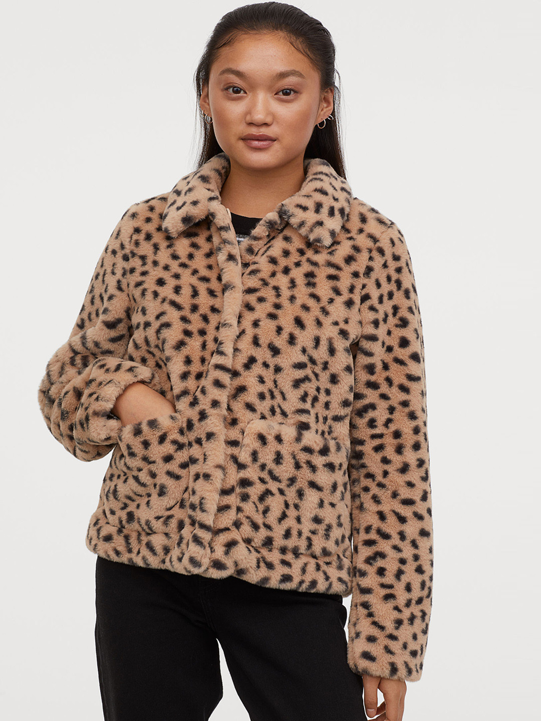 Buy H&M Women Beige Faux Fur Jacket Jackets for Women 11060822 Myntra