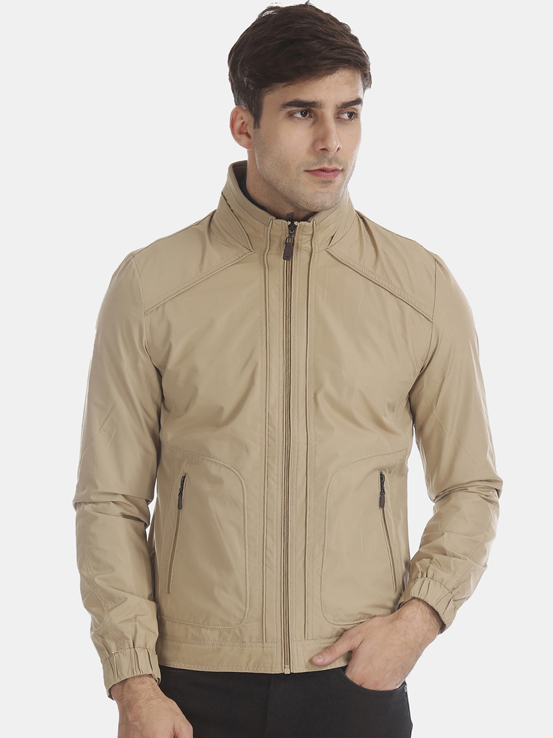 Buy Arrow Sport Men Beige Solid Tailored Jacket Jacket - Jackets for ...