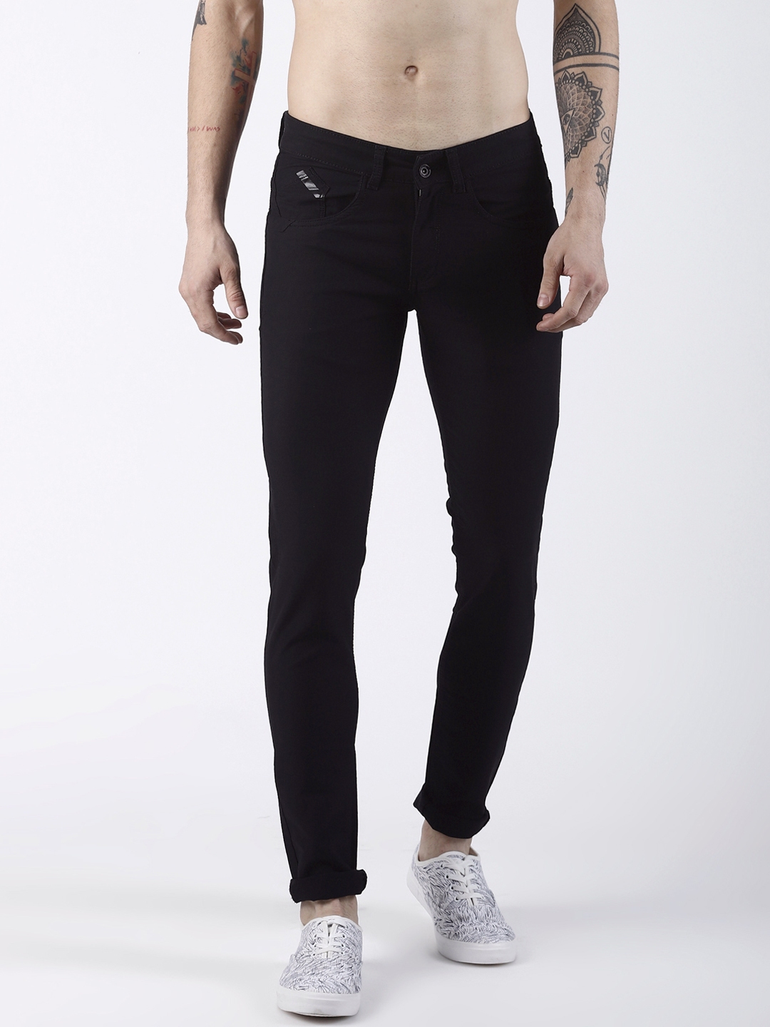 Buy Rex Straut Jeans Men Black Comfort Slim Fit Mid Rise Clean Look ...