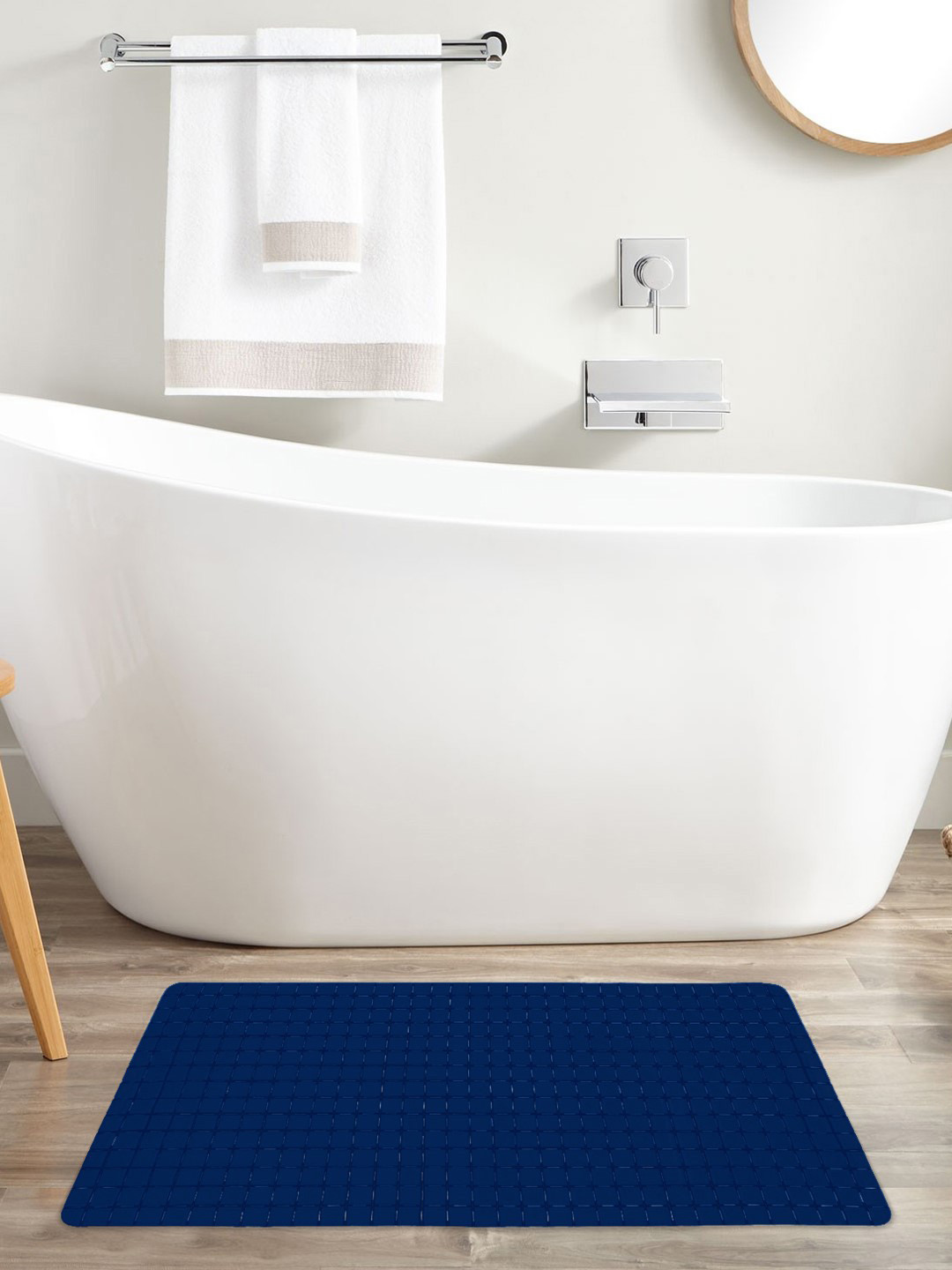 Buy Storyhome Navy Blue Solid Anti Skid Shower Mat Floor Mats