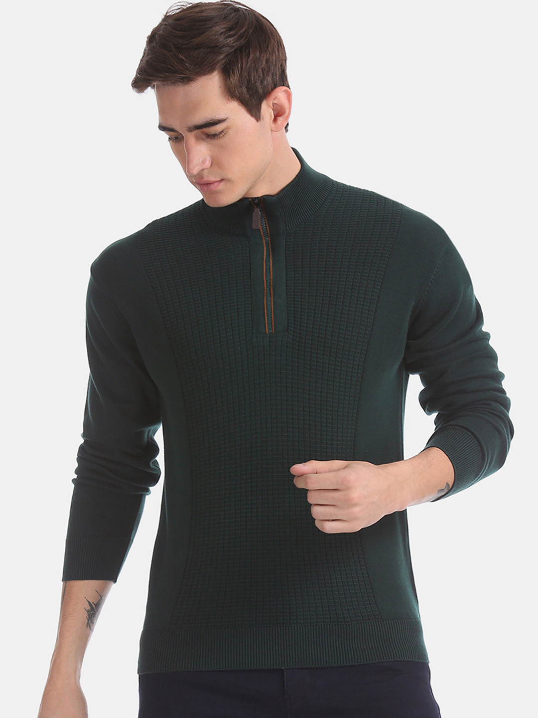 Buy Arrow Sport Men Green Solid Pullover Sweater Sweaters for Men 11070674 Myntra