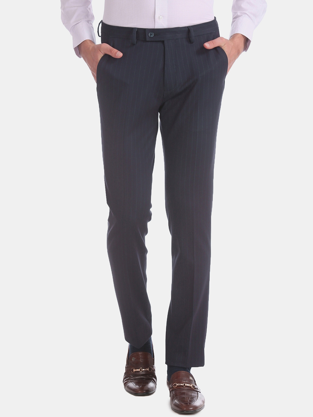 m and s striped trousers