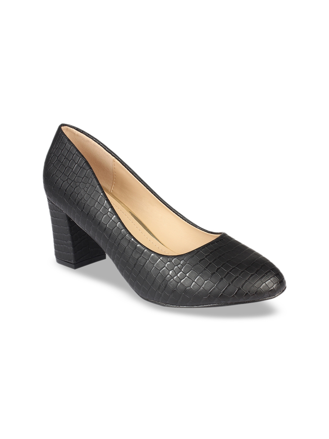 Buy Flat N Heels Women Black Textured Pumps - Heels for Women 11078940 ...