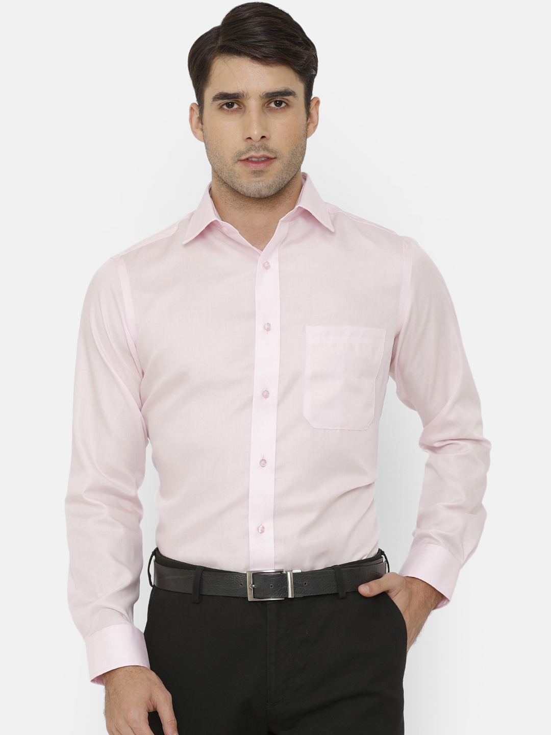 Buy Double Two Men Pink Slim Fit Solid Formal Shirt - Shirts for Men ...
