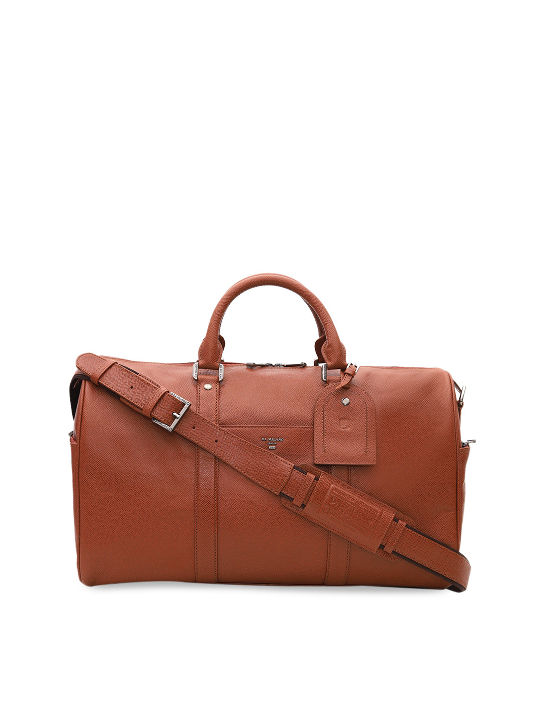 Buy Da Milano Unisex Brown Solid Medium Sized Leather Duffel Bag