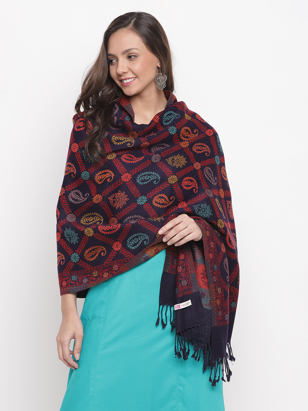 Winter Wear - Stylish Navy Blue Acrylic Stole For Women main image 0