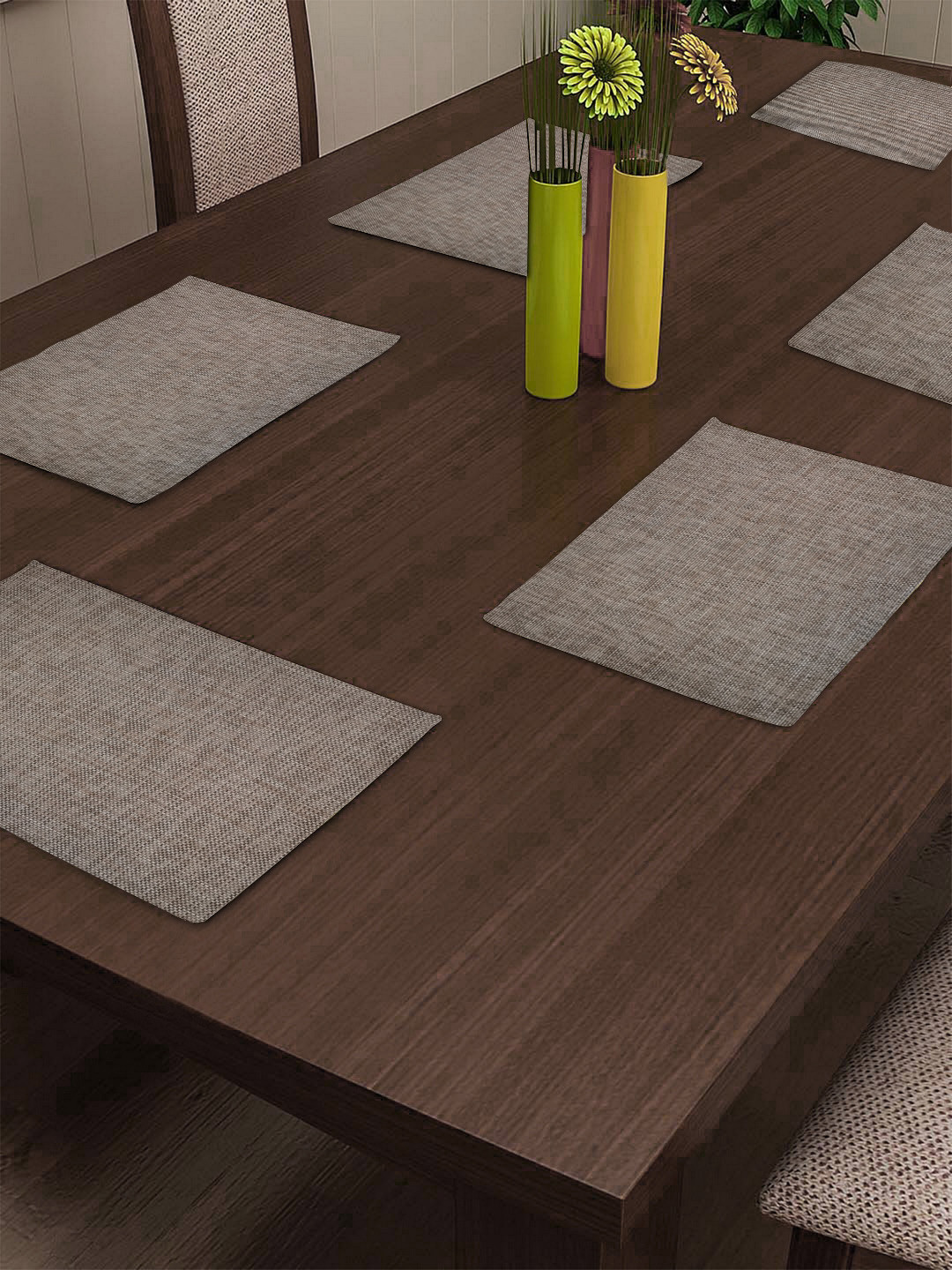 Buy BIANCA Set Of 6 Brown Solid PVC Dining Table Mats - Table Placemats for Unisex 11081082 | Myntra