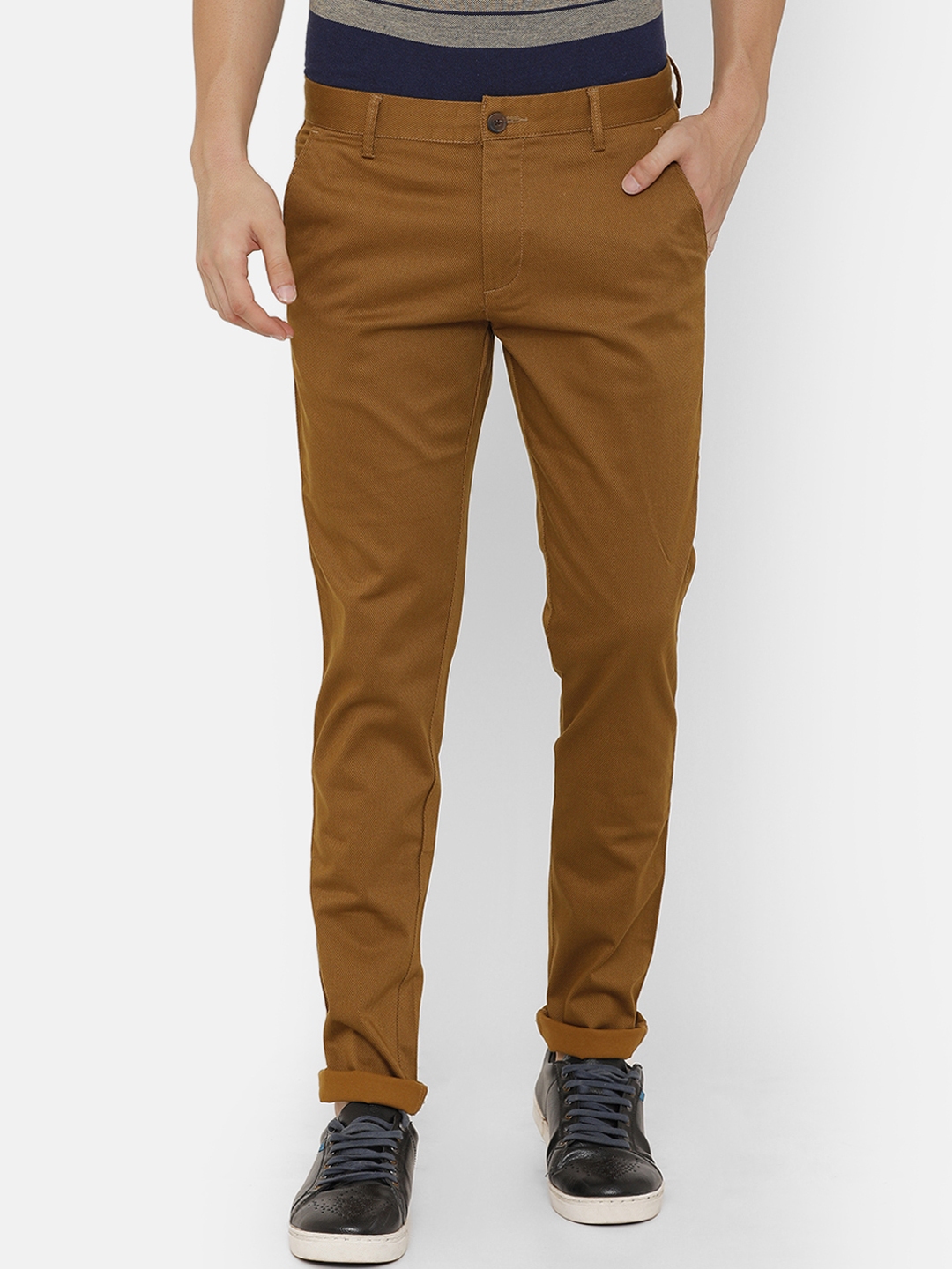 Buy COOL COLORS Men Brown Slim Fit Solid Regular Trousers - Trousers ...