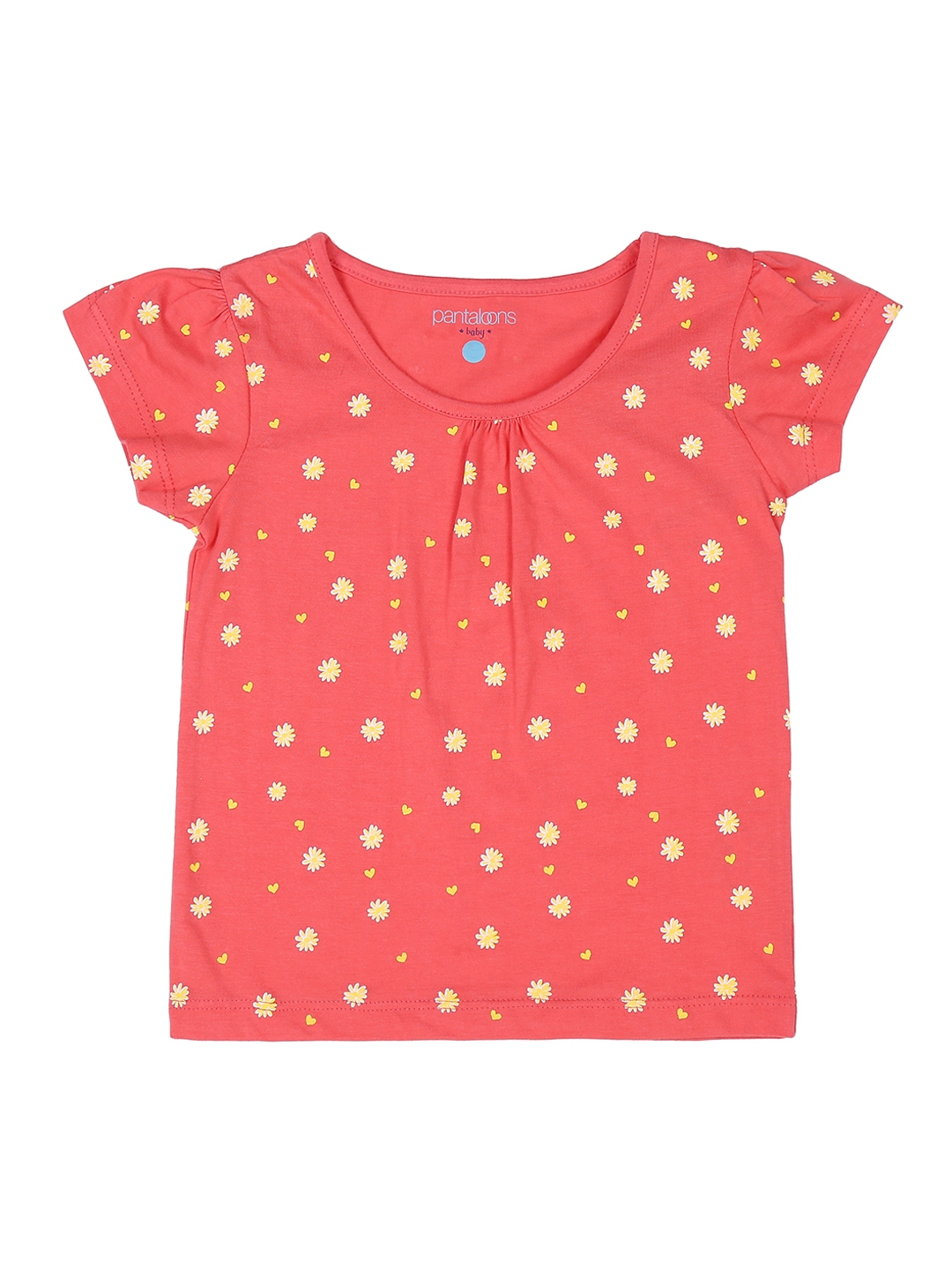 Buy Pantaloons Baby Girls Coral Pink Printed Round Neck T Shirt ...