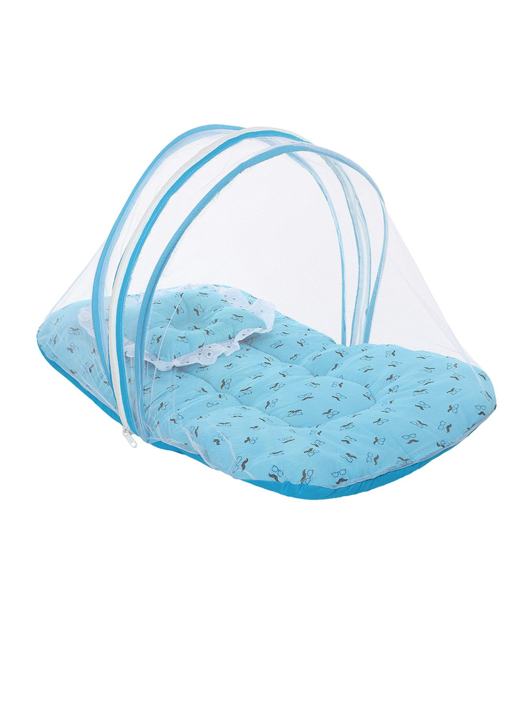 Buy Superminis Kids Blue & White Printed Cotton Bedding Set With