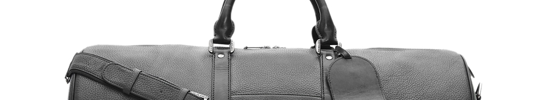 Buy Da Milano Unisex Black Solid Leather Large Duffel Bag - Duffel Bag ...