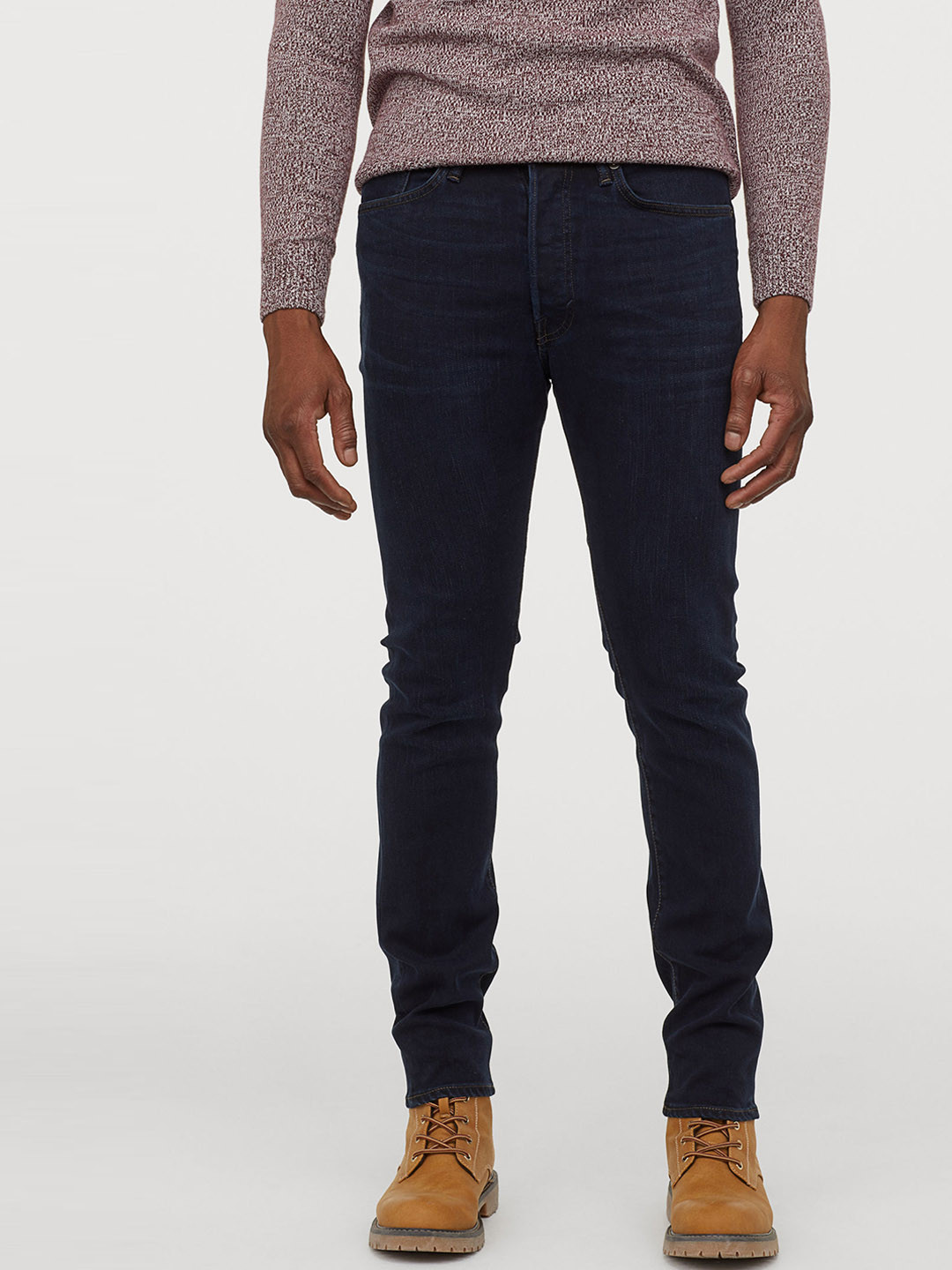 Buy H&M Men Navy Blue Solid Slim Straight Comfort Jeans Jeans for Men