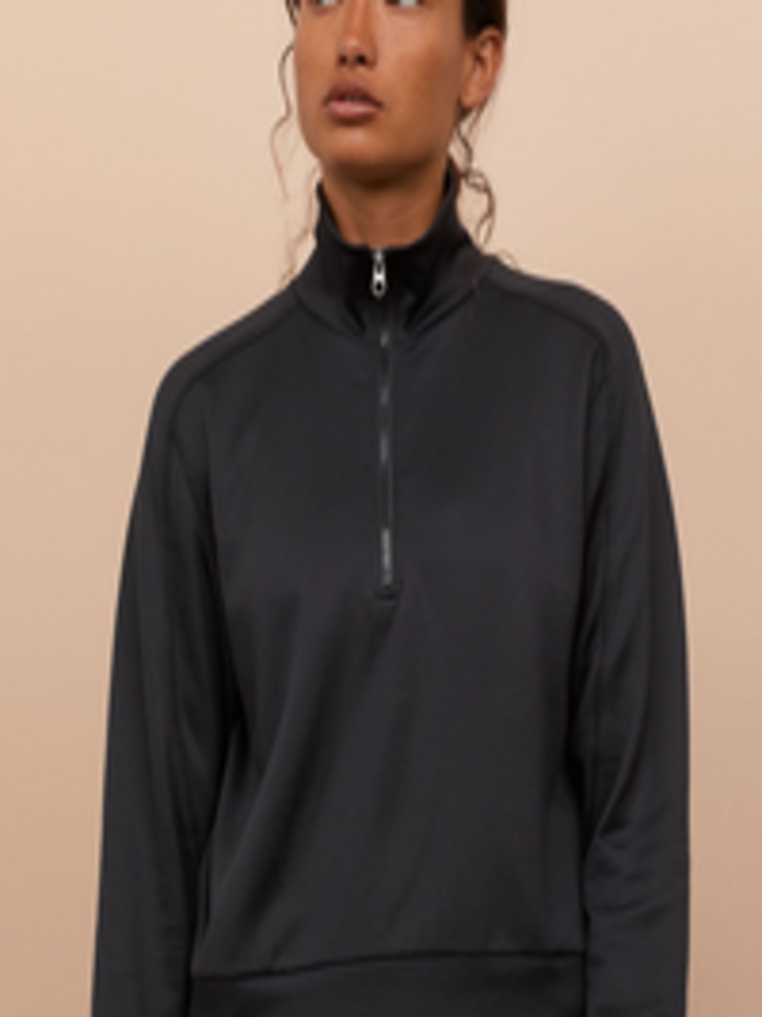 Buy H&M Women Black Zipped Sports Top - Sweatshirts for Women 10911538 ...
