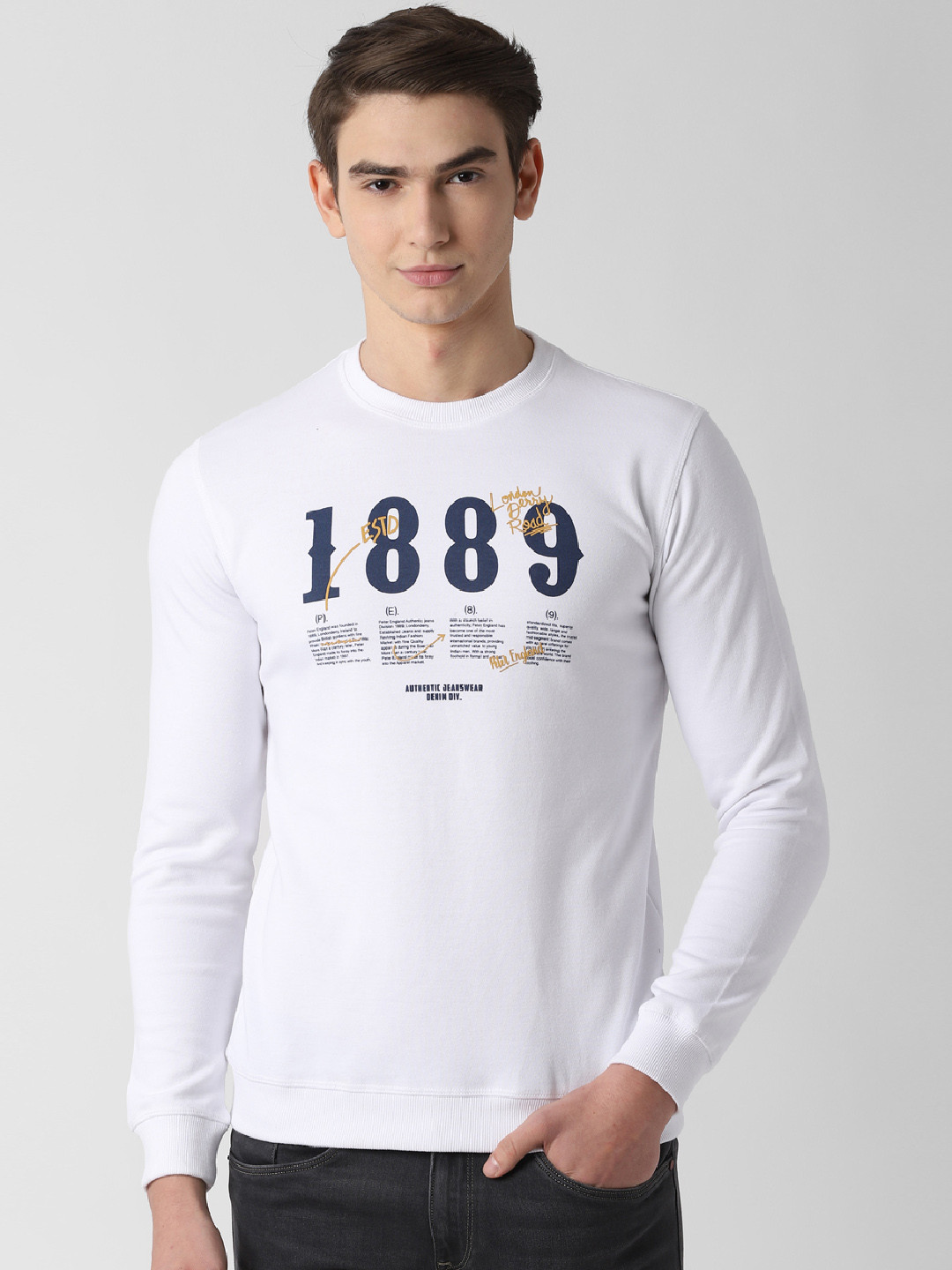 Peter england sweatshirt white Clearance