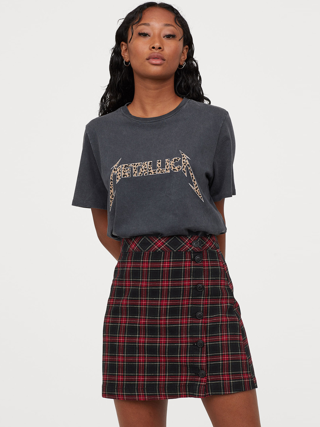 Buy H&M Women Black & Red Checked A Line Skirt Skirts for Women