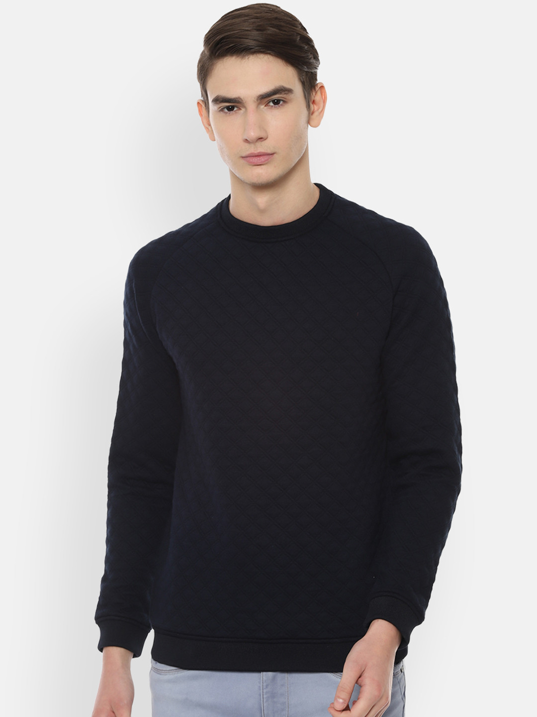 Buy Van Heusen Sport Men Navy Blue Solid Pullover Sweatshirt - Sweatshirts for Men 10920722 | Myntra
