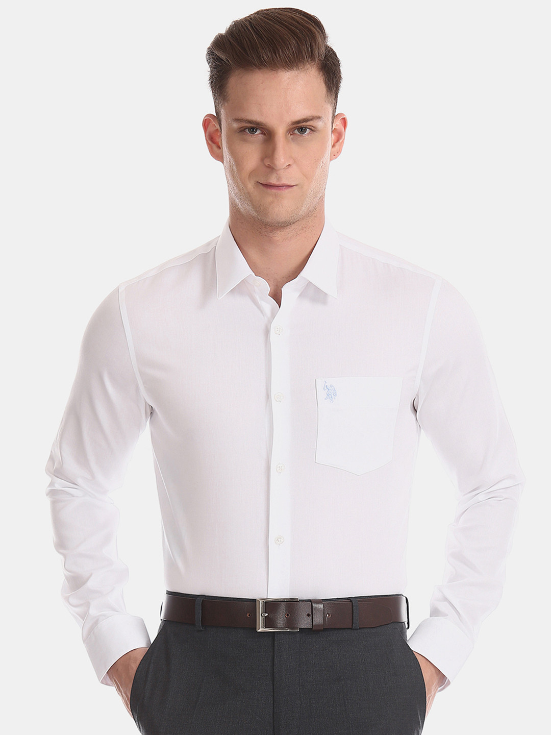 Buy U.S. Polo Assn. Tailored Men White Regular Fit Solid Formal Shirt