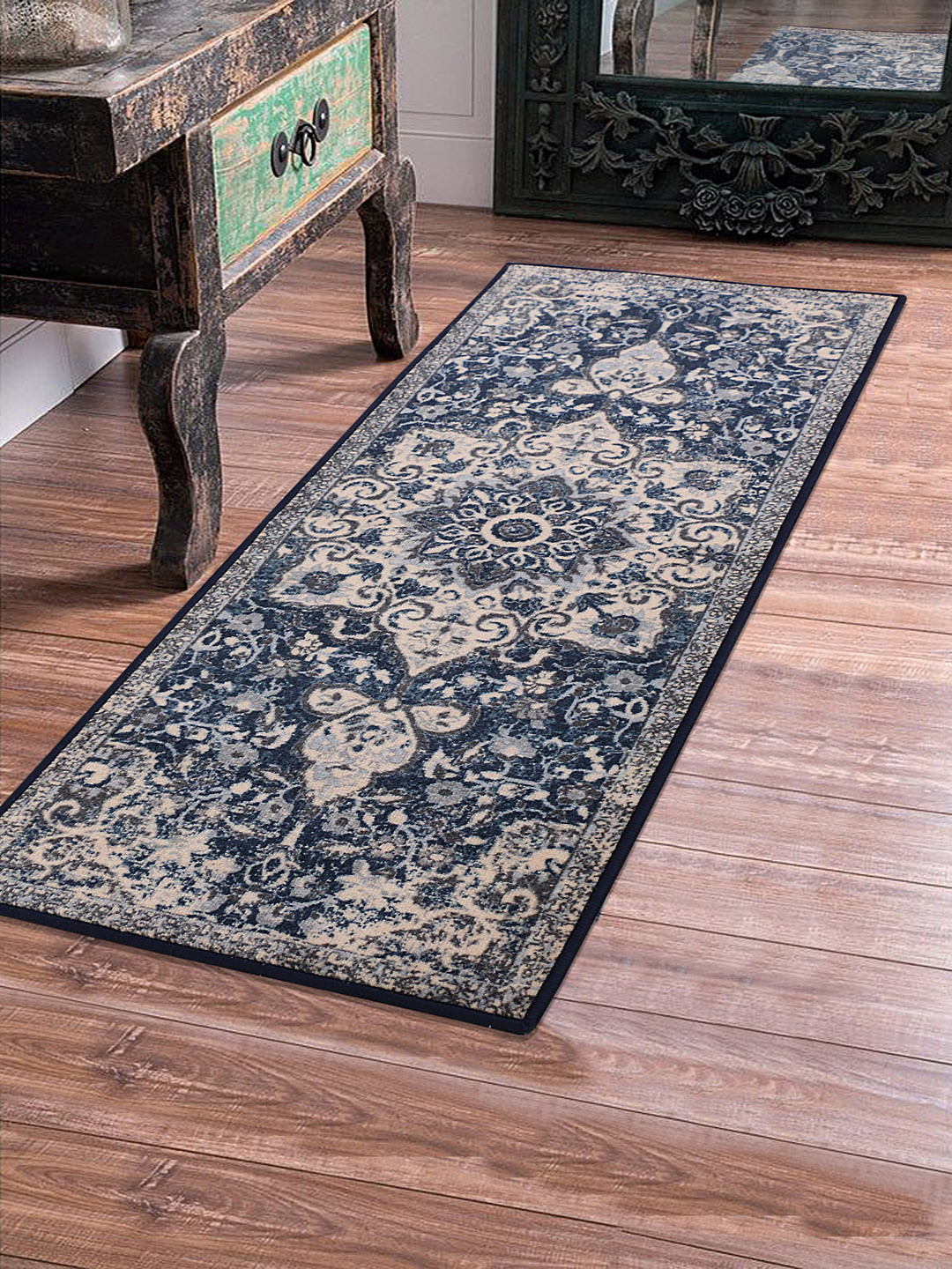 Buy RUGSMITH Grey & Beige Printed Anti Skid Floor Runner Runners for