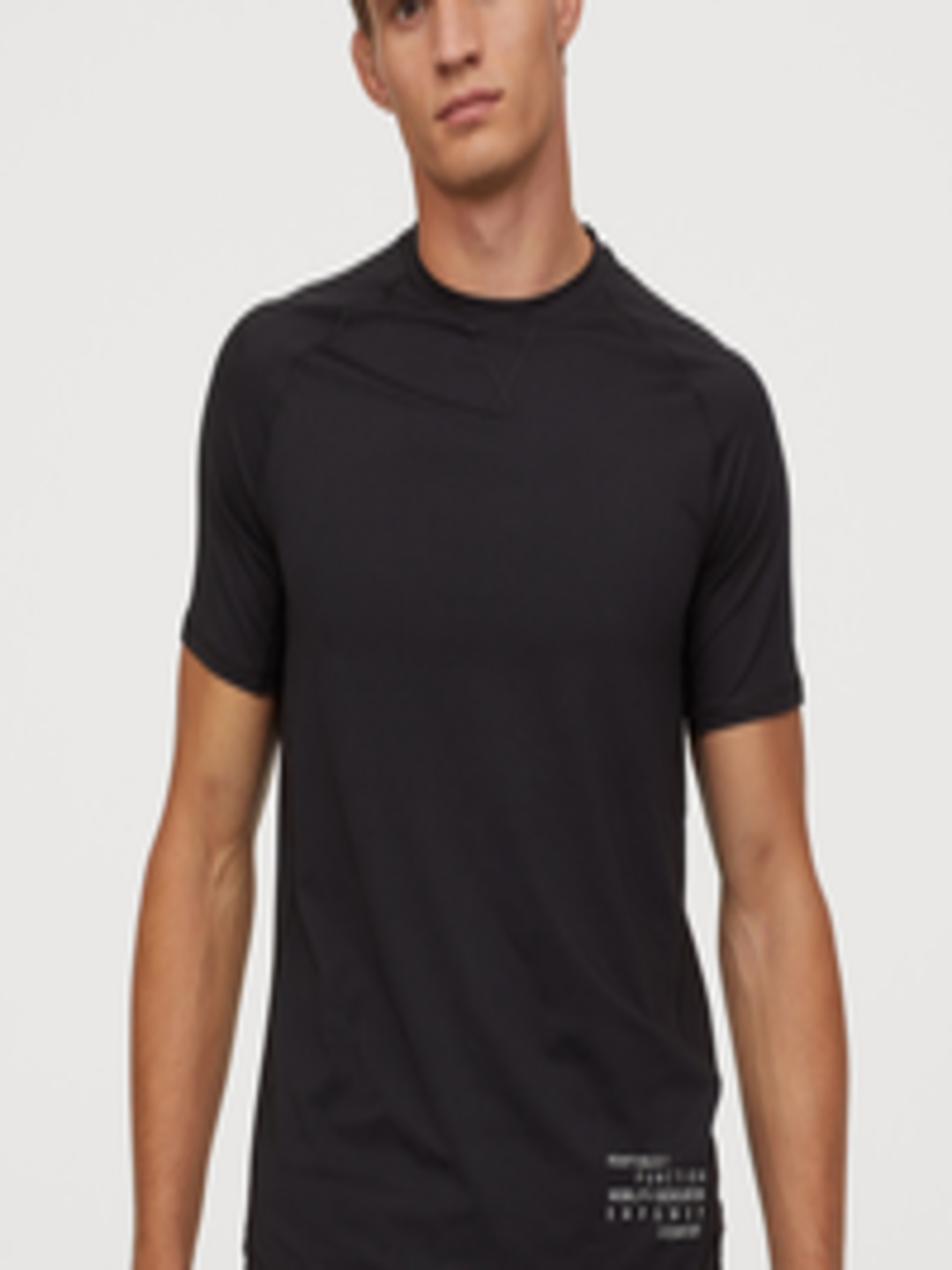 Buy H&M Men Black Solid T Shirt Short Sleeved Sports Top - Lounge ...