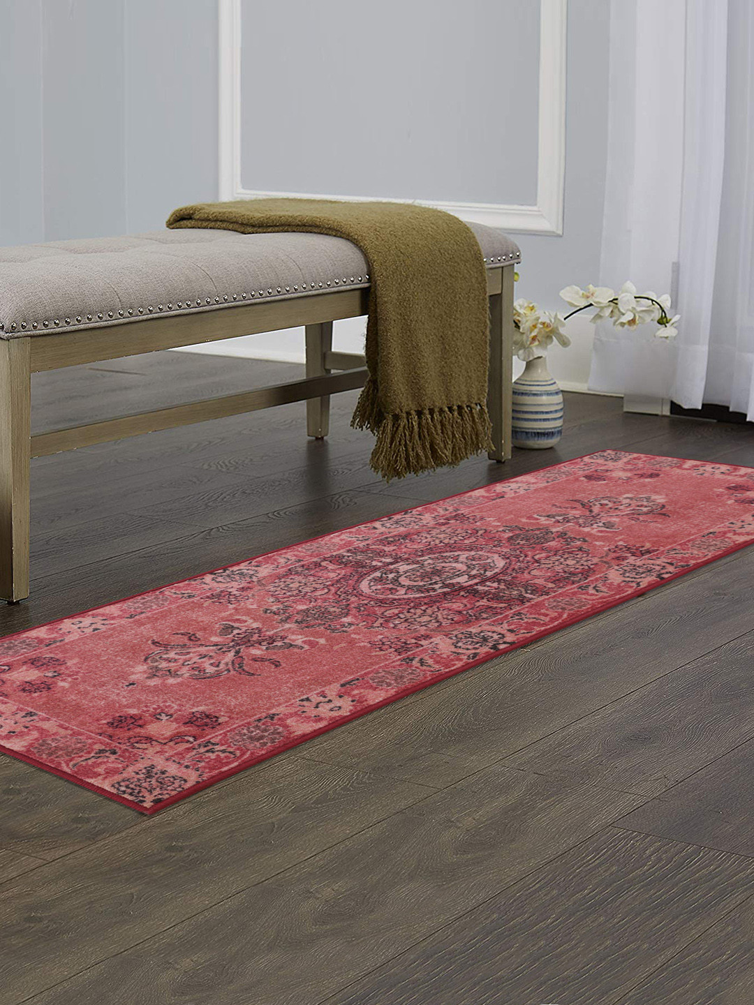 Buy RUGSMITH Red & Black Patterned Anti Skid Floor Runner Runners for