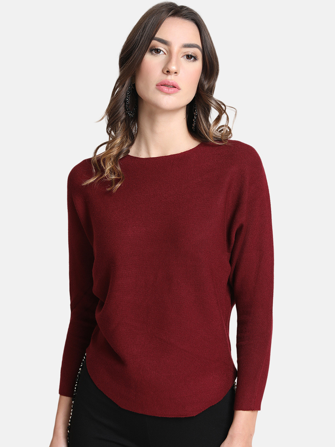 Buy Kazo Women Maroon Solid Sweater Sweaters for Women 10927690 Myntra