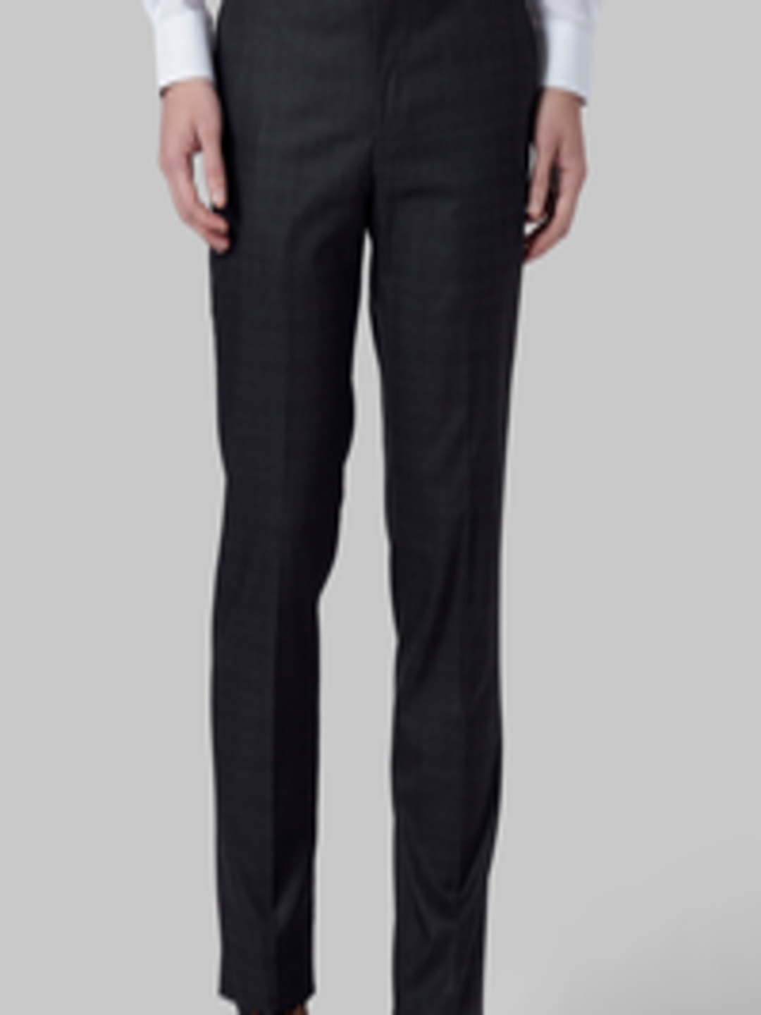 Buy Park Avenue Men Charcoal Regular Fit Checked Formal Trousers ...